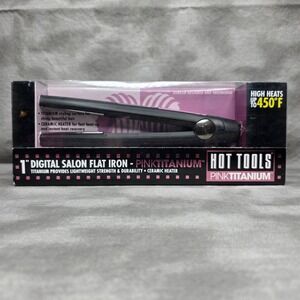 HOT TOOLS 1" Flat Iron Pink Titanium Digital Temp Readout Pulse Ceramic NEW